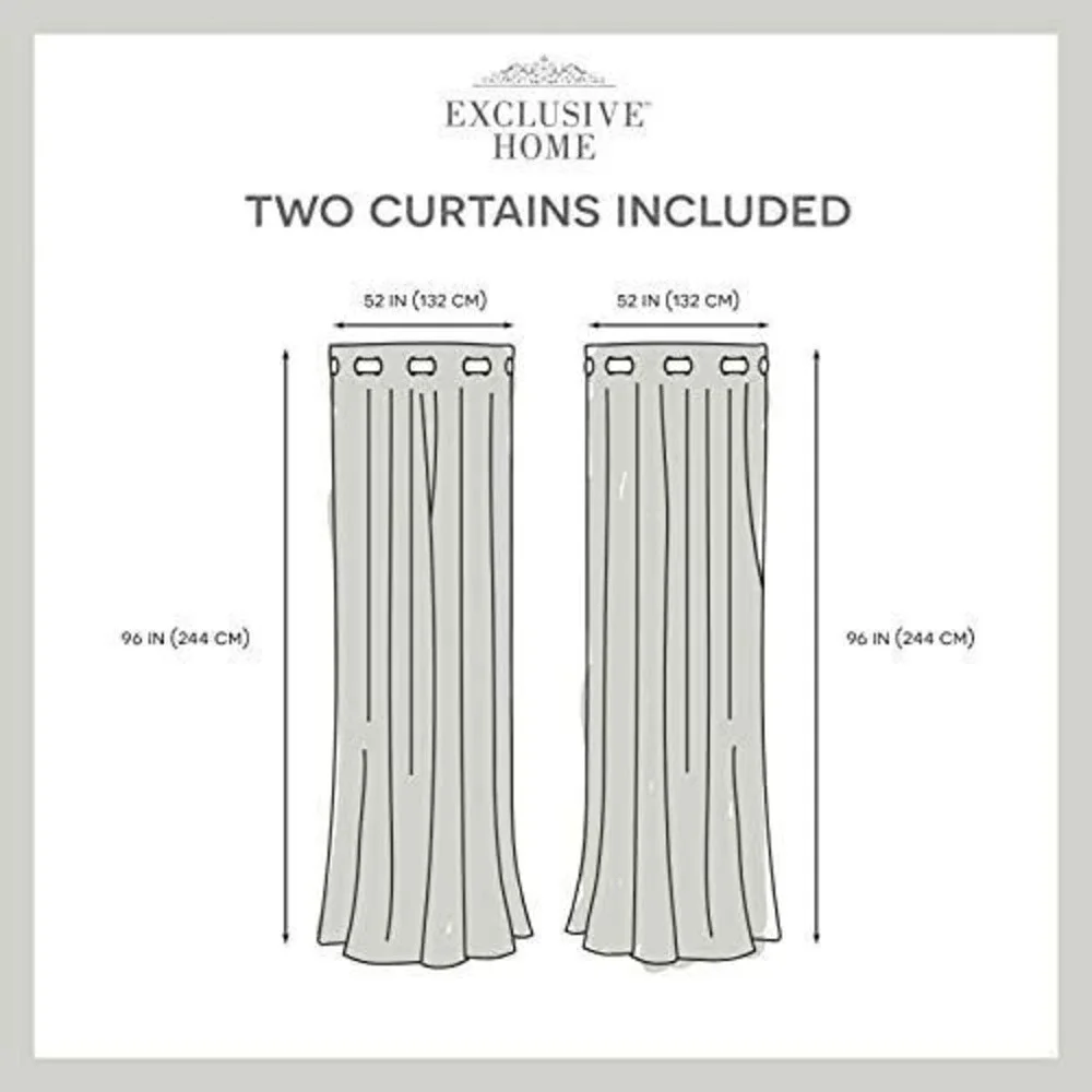 ⚡Exclusive Home Burke Blackout Grommet Top Curtain Panel Pair 52x96Silver/Argent